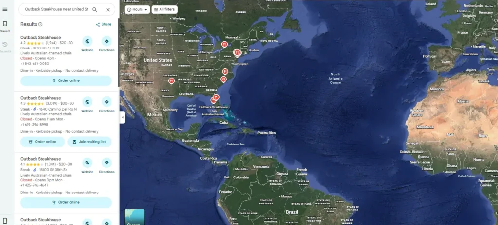 Outback Steakhouse Google Maps