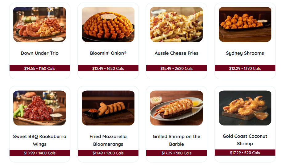 Outback’s Appetizers Menu With Price