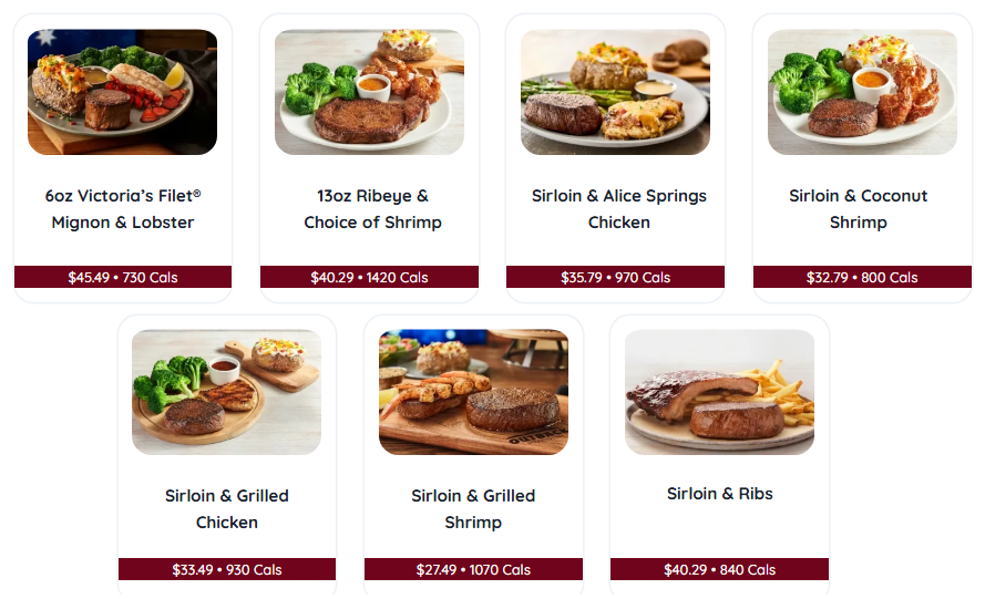 Outback’s Steak Combos Menu With Price